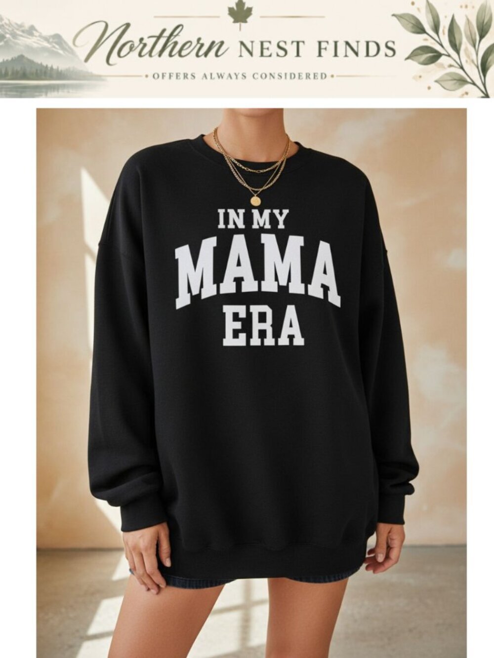 Oversized Mama Sweatshirt Crewneck Graphic Pullover Drop Shoulder